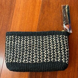 Black and White Straw Clutch